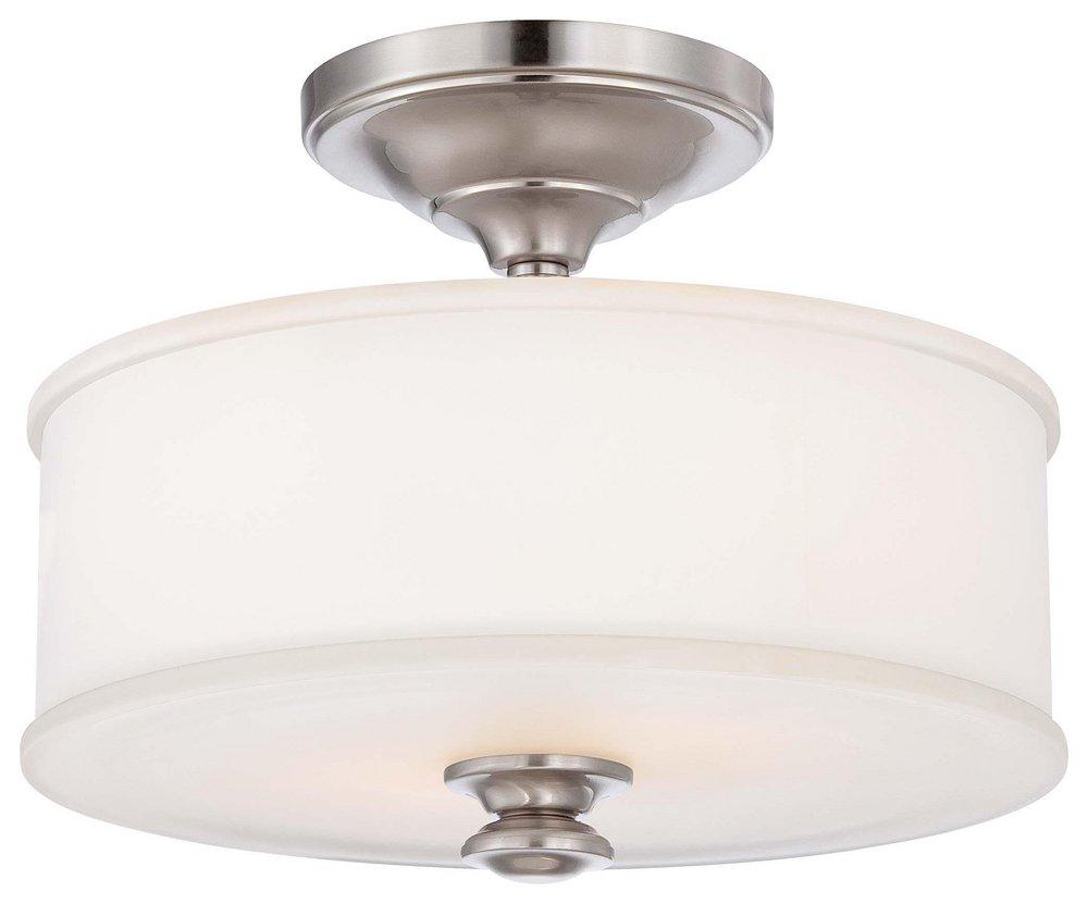 Minka Lavery Brushed Nickel 10-3/4 in. 2-Light Semi-Flushmount Ceiling Fixture 