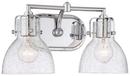 8-1/4 in. 100W 2-Light Bath Light in Polished Chrome with Clear Seeded Glass Shade