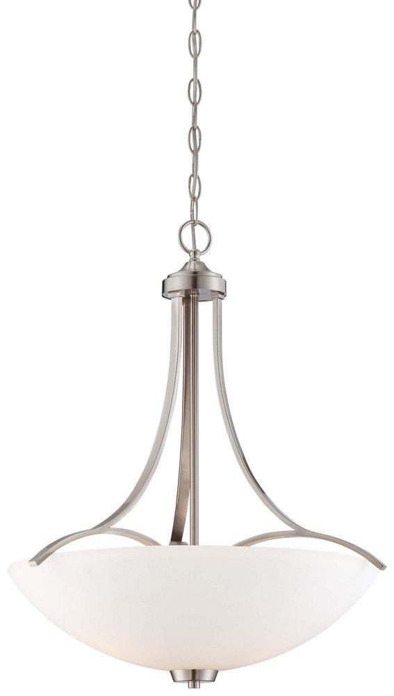 Minka Lavery Brushed Nickel 60W3-Light Pendant with Etched White Glass 