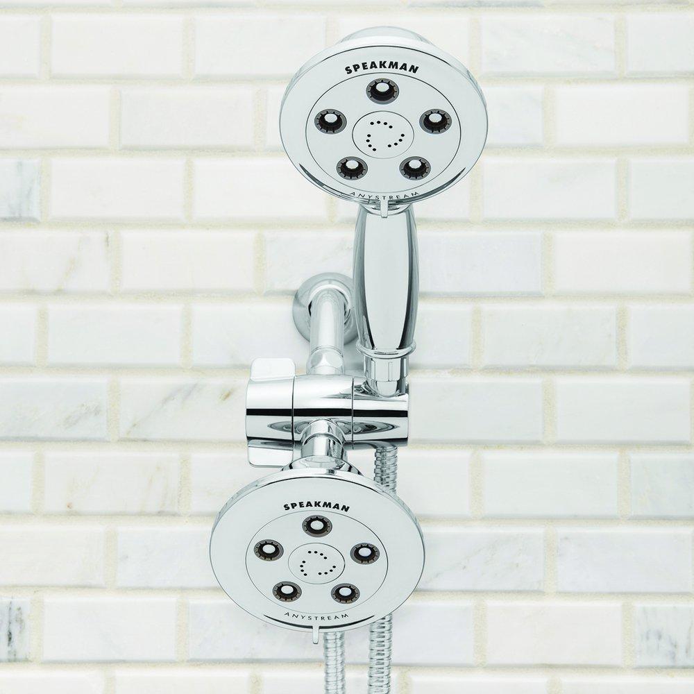 Speakman Polished Chrome Multifunction Showerhead and Hand Shower with Adjustable Bracket 