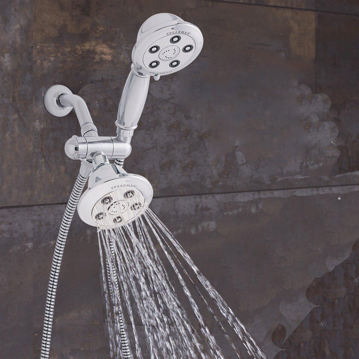 Speakman Polished Chrome Multifunction Showerhead and Hand Shower with Adjustable Bracket 