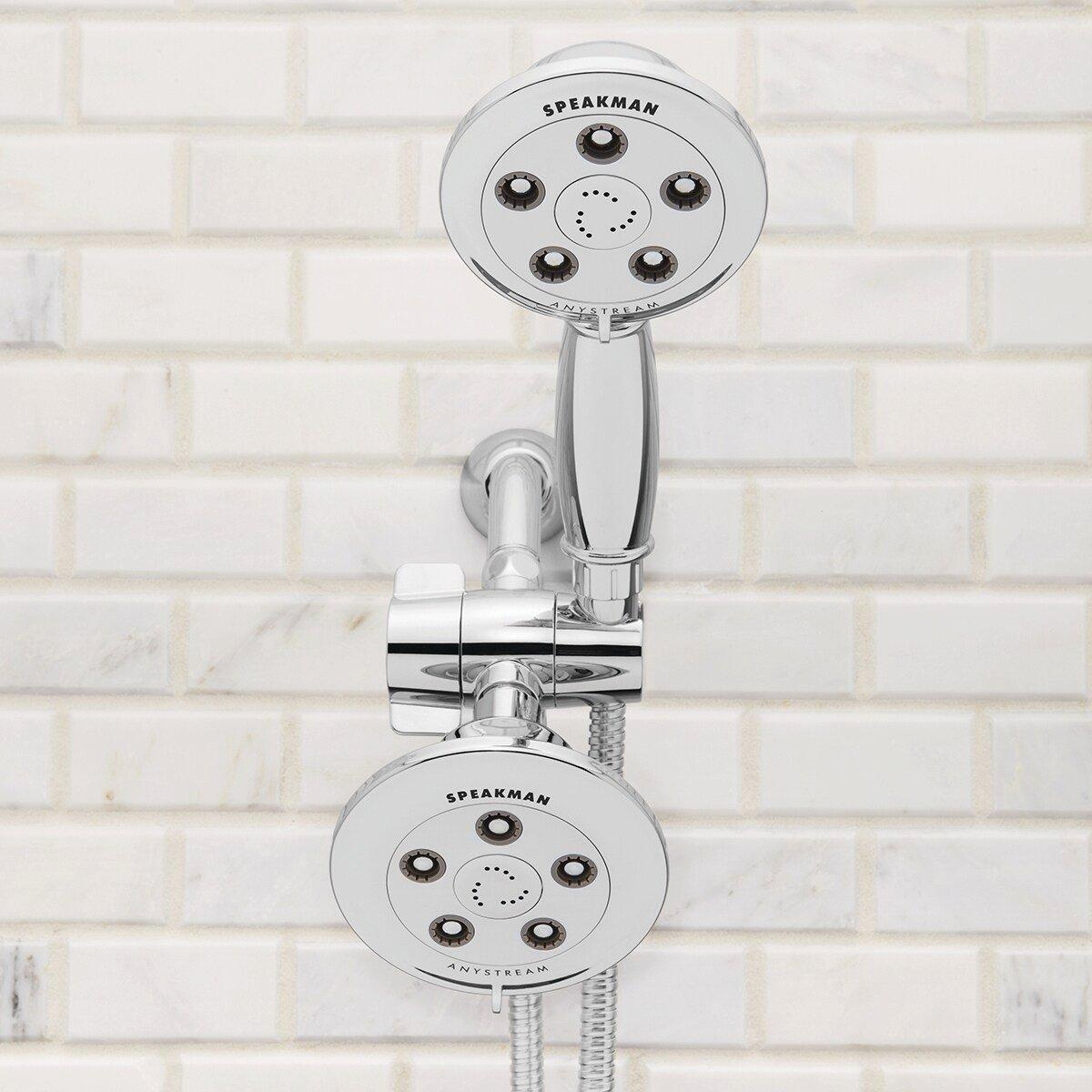 Speakman Polished Chrome Multifunction Showerhead and Hand Shower with Adjustable Bracket 