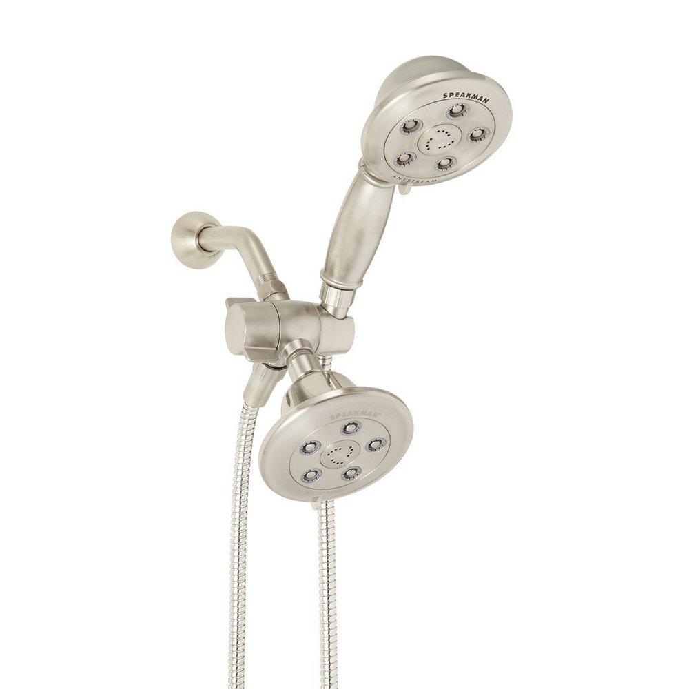 Speakman Brushed Nickel Multifunction Showerhead and Hand Shower with Adjustable Bracket 