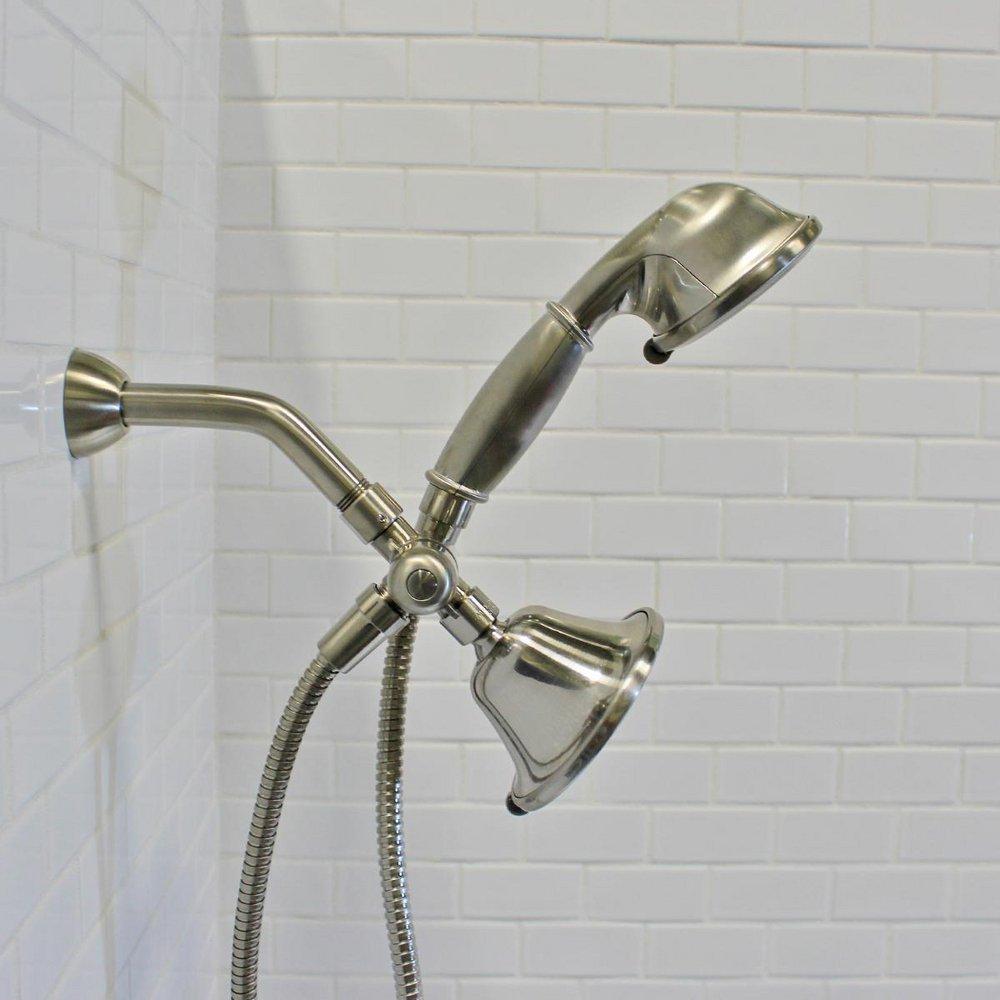 Speakman Brushed Nickel Multifunction Showerhead and Hand Shower with Adjustable Bracket 