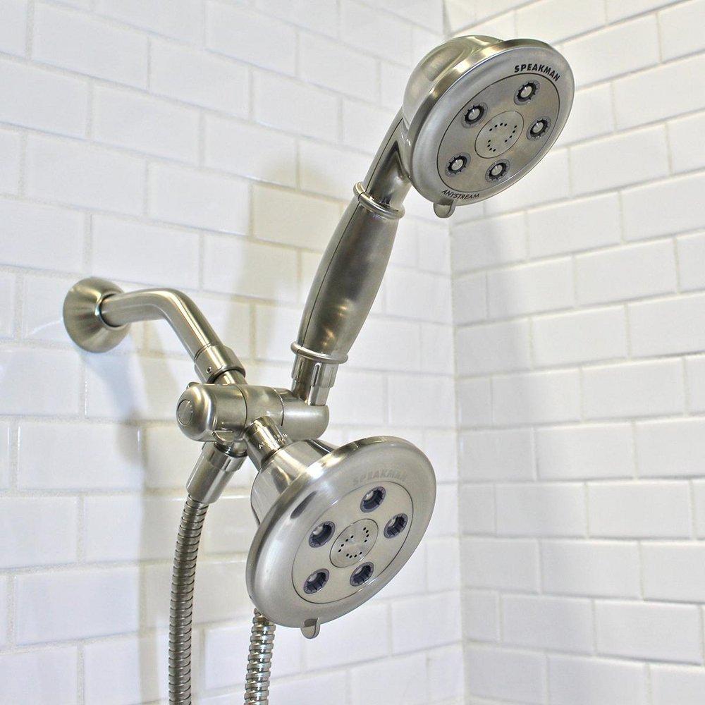 Speakman Brushed Nickel Multifunction Showerhead and Hand Shower with Adjustable Bracket 