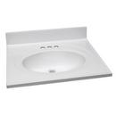 25 x 22 in. 3 Hole 1 Bowl Cultured Marble Vanity Top in Solid White
