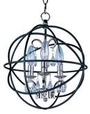 14 in. 60W 3-Light Candelabra E-12 Ceiling Mount Pendant in Anthracite and Polished Nickel