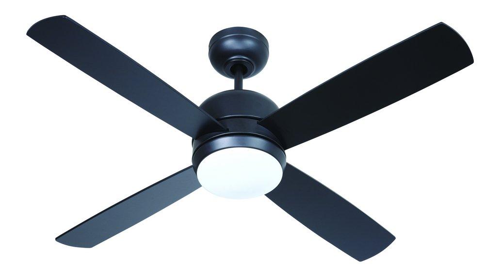 Craftmade Flat Black 49W 4-Blade Ceiling Fan with 44 in. Blade Span and 1-Light 