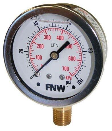 FNW&reg; White 2-1/2 x 1/4 in. MNPT Stainless Steel Pressure Gauge 