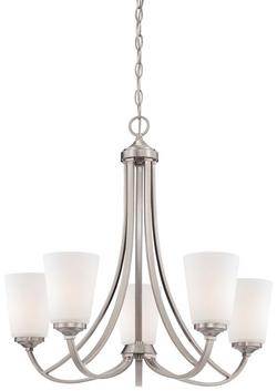 100 W 12-Light Medium Chandelier in Brushed Nickel