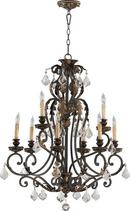 32 in. 60W 9-Light Up Lighting Candelabra Chandelier in Toasted Sienna and Mystic Silver