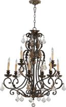 Quorum International Toasted Sienna/Mystic Silver 32 in. 60W 9-Light Up Lighting Candelabra Chandelier 