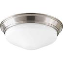 13-1/4 in. 1-Light LED Flushmount in Brushed Nickel with Etched White Glass Shade