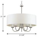 Progress Lighting Brushed Nickel 60W 5-Light Candelabra E-12 Incandescent Chandelier 