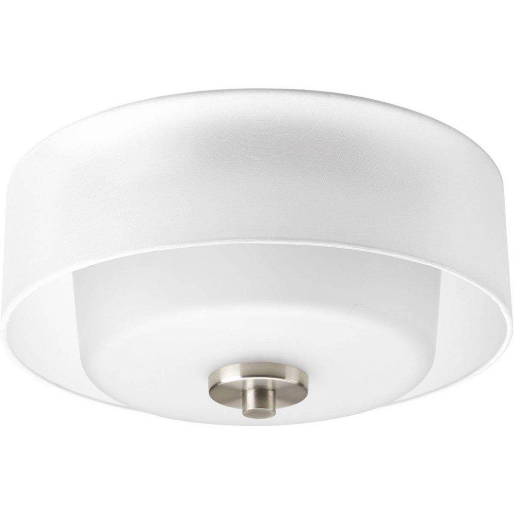 Progress Lighting Brushed Nickel 100W 2-Light 120V Flushmount Ceiling Fixture 
