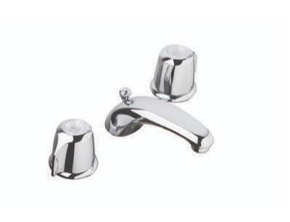 Gerber Plumbing Polished Chrome Widespread Bathroom Sink Faucet with Double Knob Handle and Pop-Up 