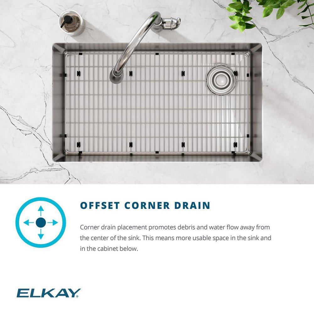 Elkay Polished Satin 35-7/8 x 20-1/4 in. No Hole Stainless Steel Single Bowl Apron Front Kitchen Sink 