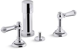 Widespread Bidet Faucet with Double Lever Handle in Polished Chrome