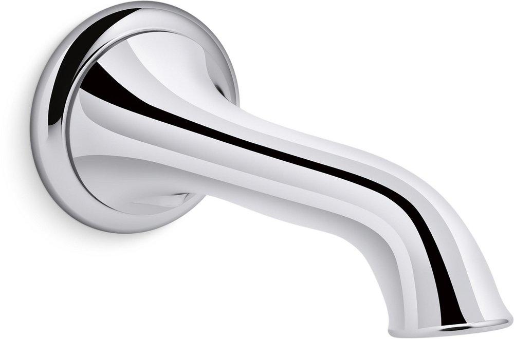 KOHLER Polished Chrome Metal Wall Mount Non-Diverter Bath Spout 