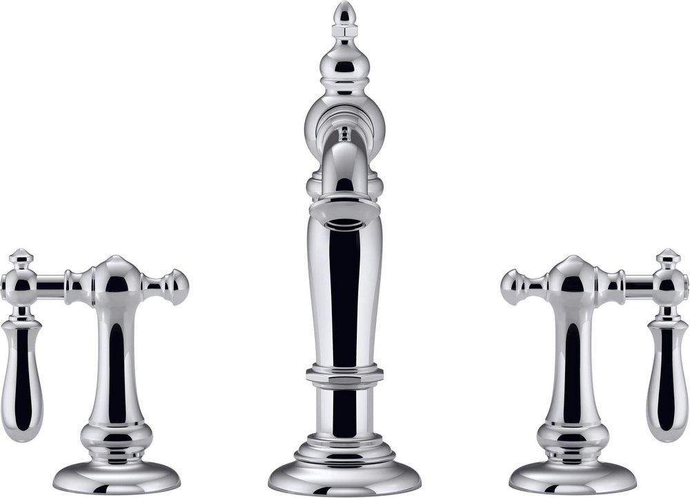 KOHLER Polished Chrome Two Handle Widespread Bathroom Sink Faucet 