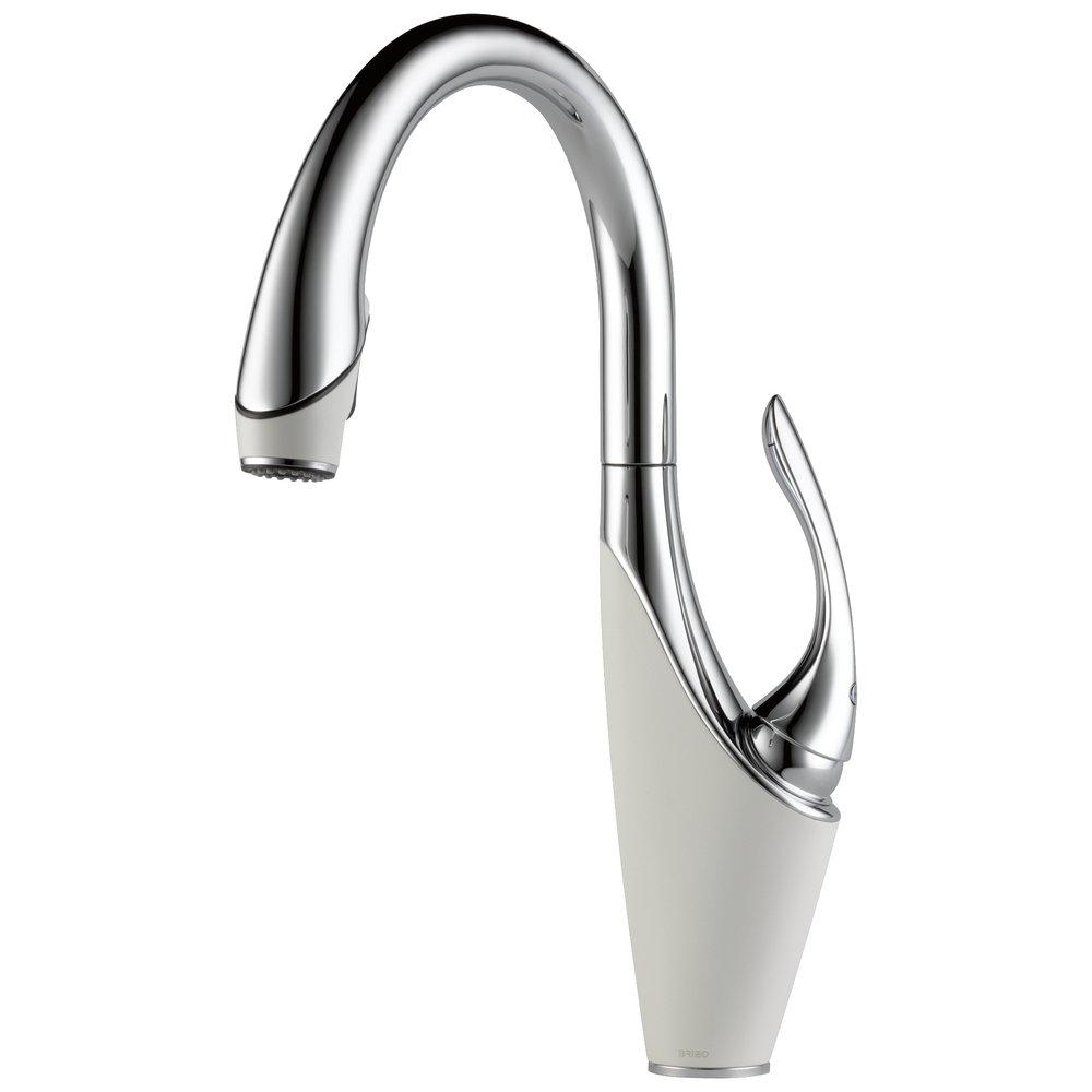 Brizo Polished Chrome/Matte White Single Handle Pull Down Kitchen Faucet 