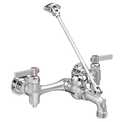 Two Lever Handle Wall Mount Service Faucet in Rough Chrome