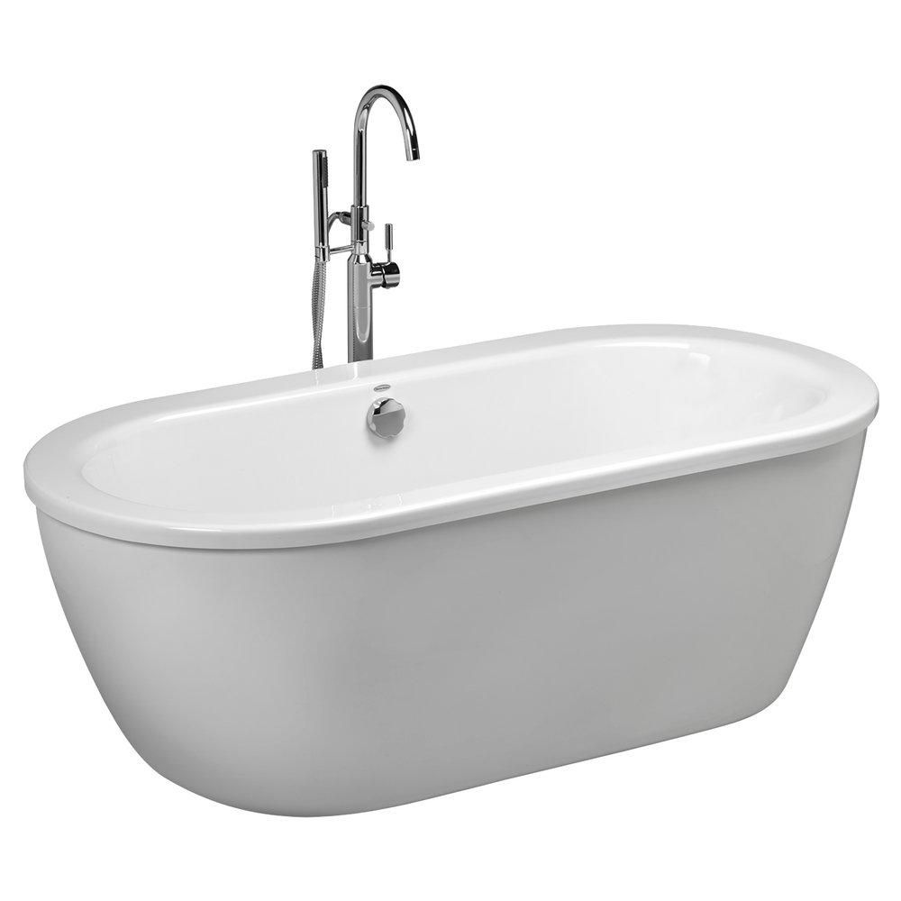 American Standard Arctic White 64-5/8 x 30-5/8 in. Soaker Freestanding Bathtub with Reversible Drain 