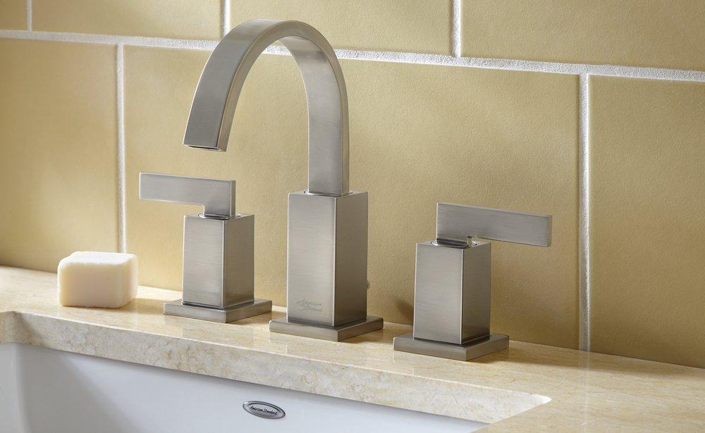 American Standard Brushed Nickel Two Handle Widespread Bathroom Sink Faucet with Pop-Up Drain 