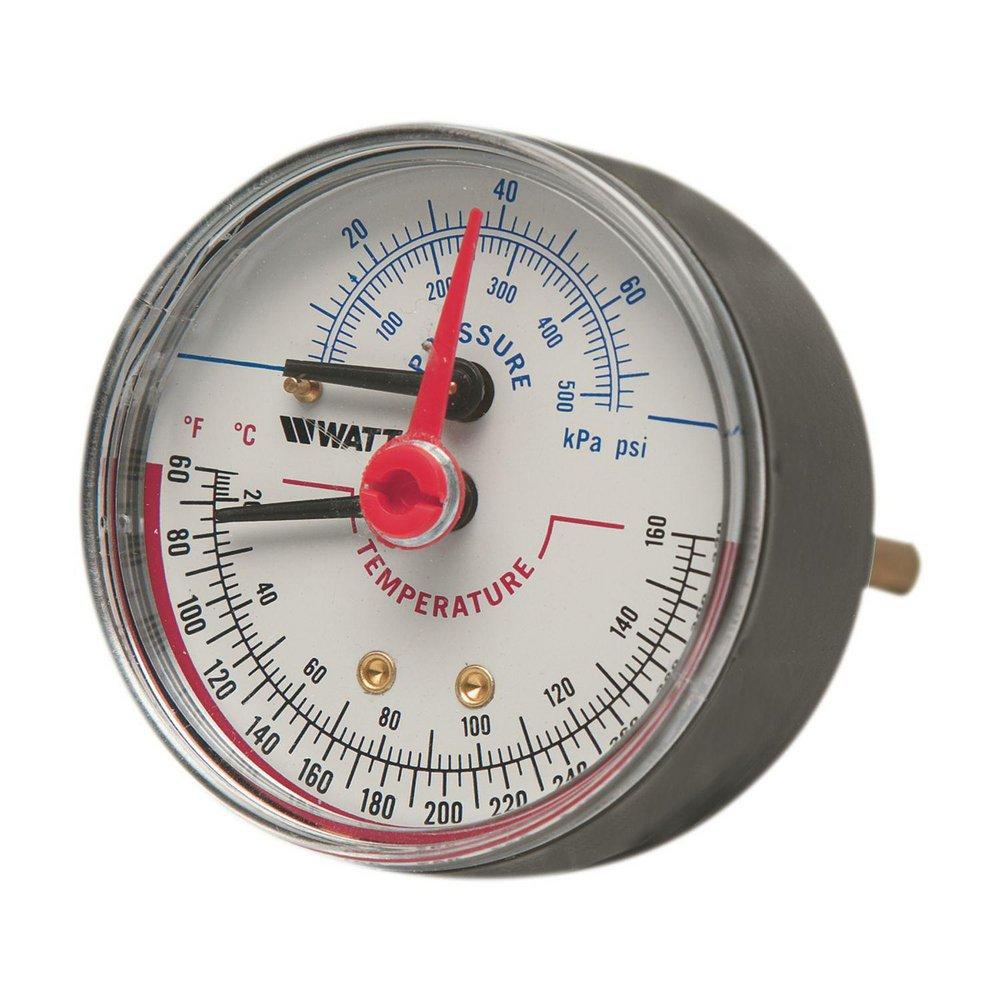 Watts Black Enamel 3 x 1/2 in. Back Entry Pressure and Temperature Gauge 