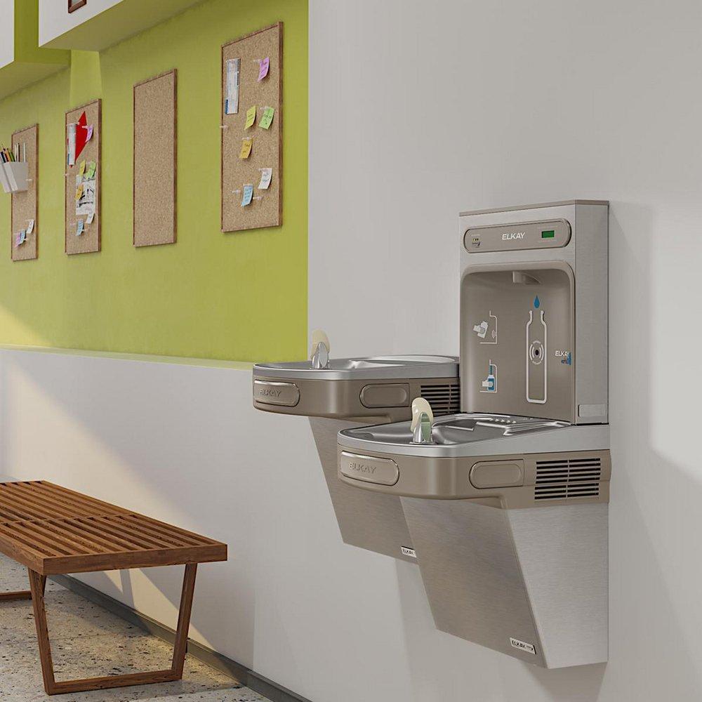 Elkay Stainless Steel High Efficiency Bottle Filling Station & Versatile Bi-Level ADA Cooler 