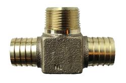 1 x 1 x 3/4 in. Barbed x Barbed x MIPT Cast Bronze Reducing Tee