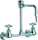 Chicago Faucets Polished Chrome 2-Hole Wall Mount Laboratory Faucet with Vacuum Breaker and Double Cross Handle 