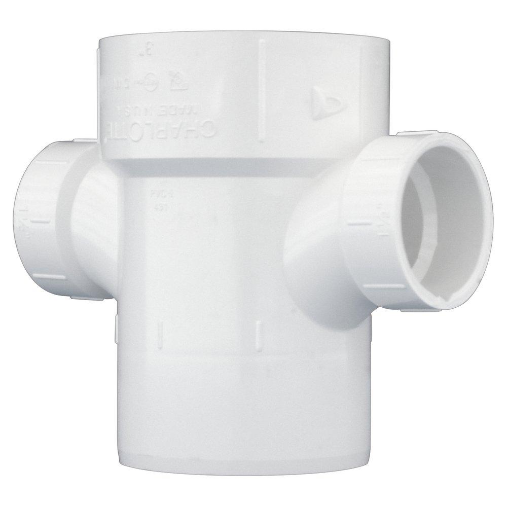 White PVC DWV Street Double Sanitary Tee 
