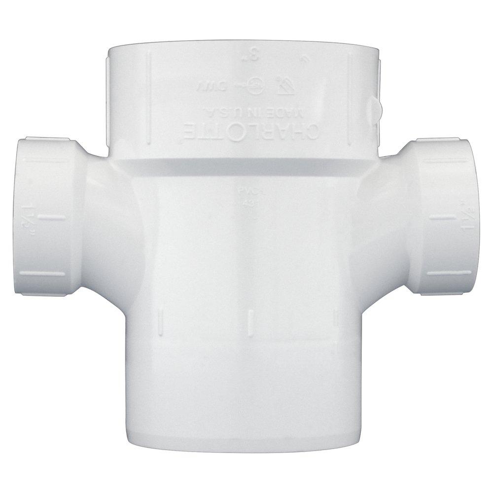 White PVC DWV Street Double Sanitary Tee 