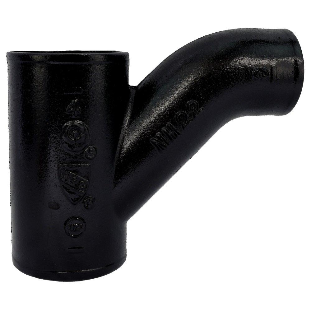 Black No Hub Cast Iron Reducing 1/8 Bend Combination Wye 