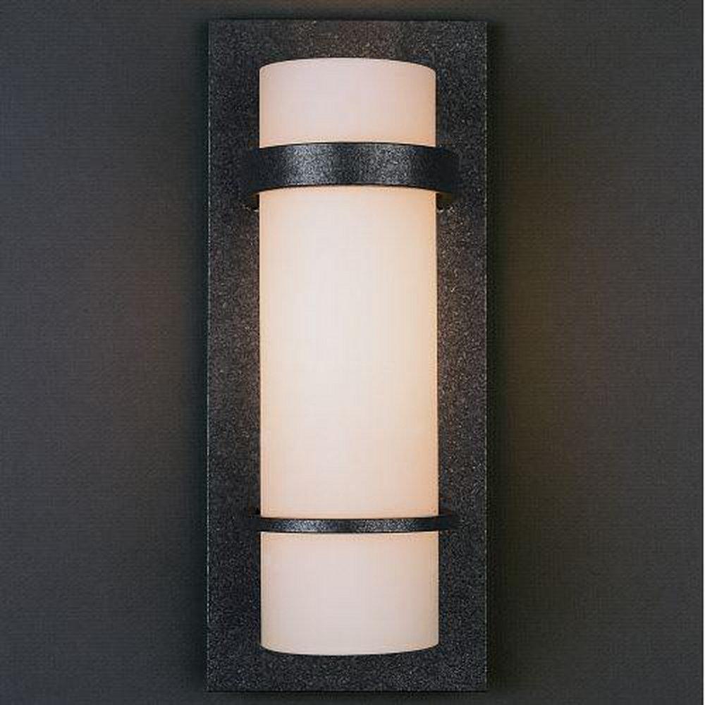 Hubbardton Forge Natural Iron 12 in. 1-Light Wall Sconce with Pearl Glass Shade 