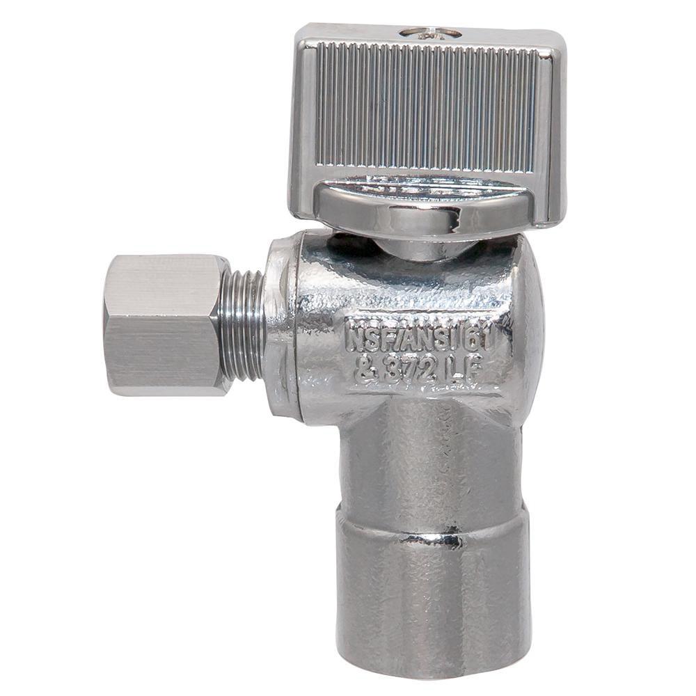 NIBCO Chrome Plated Solder x Compression Lever Handle Angle Supply Stop Valve in Chrome Plated 