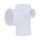 White PVC DWV Sanitary Tee with 2 