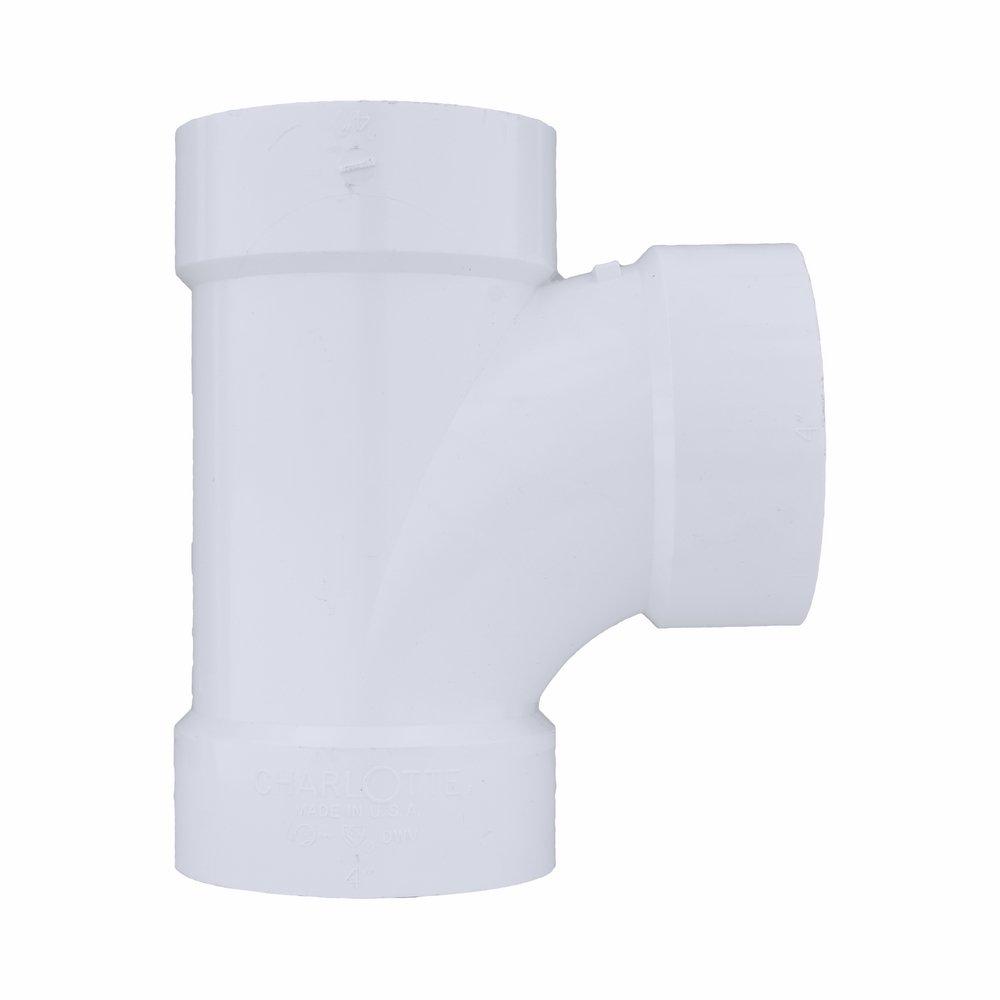 White PVC DWV Sanitary Tee with 2 