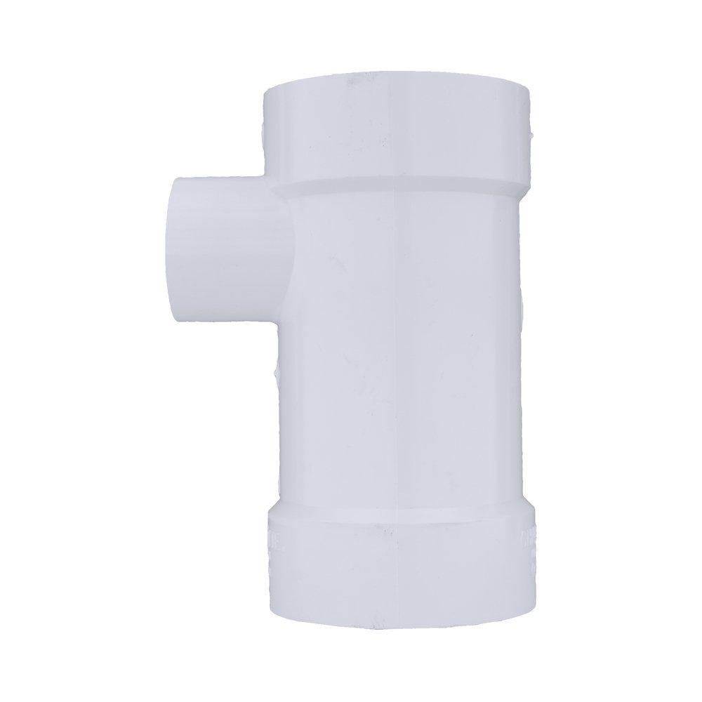 White PVC DWV Sanitary Tee with 2 