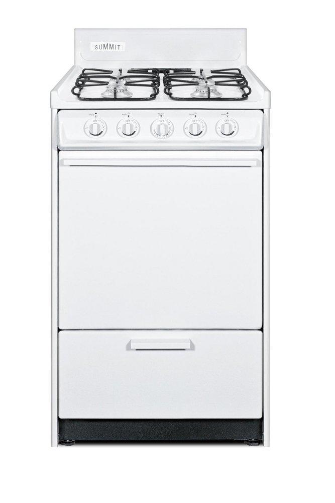 Summit Appliance White 20 in. Gas 4-Burner Open Freestanding Range 