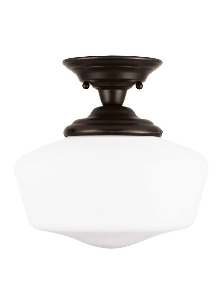 Seagull Lighting Heirloom Bronze 1-Light Medium E-26 Base Semi-Flushmount Fixture 