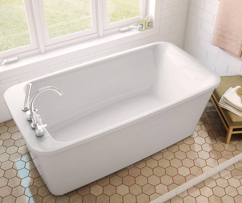 Maax US White 64 x 34 in. Freestanding Bathtub with End Drain 