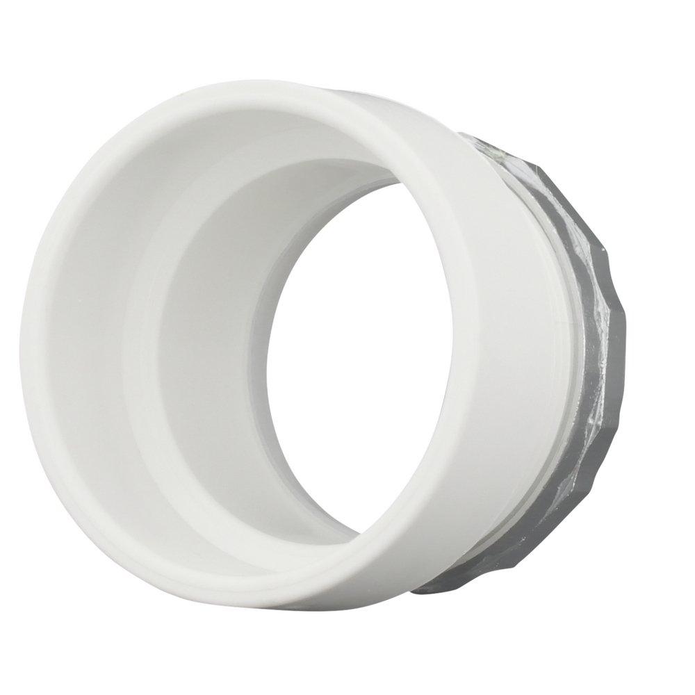 White PVC DWV Female Trap Adapter with Washer & Chrome Nut 