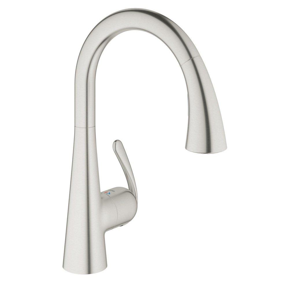 GROHE RealSteel&reg; Single Handle Kitchen Faucet 