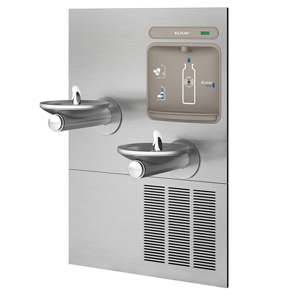 38-1/2" Wall Mounted Retrofit Single Station Hands Free Bottle Filler Combo with Cooler in Stainless Steel 
