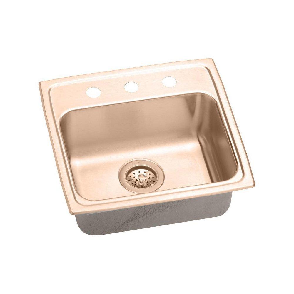 Elkay Lustrous Satin 19 x 18 in. Copper Single Bowl Drop-in Kitchen Sink in Lustrous Satin 