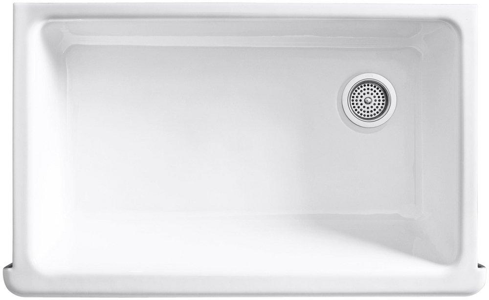 KOHLER White 35-11/16 x 21-9/16 in. Cast Iron Single Bowl Farmhouse Kitchen Sink 