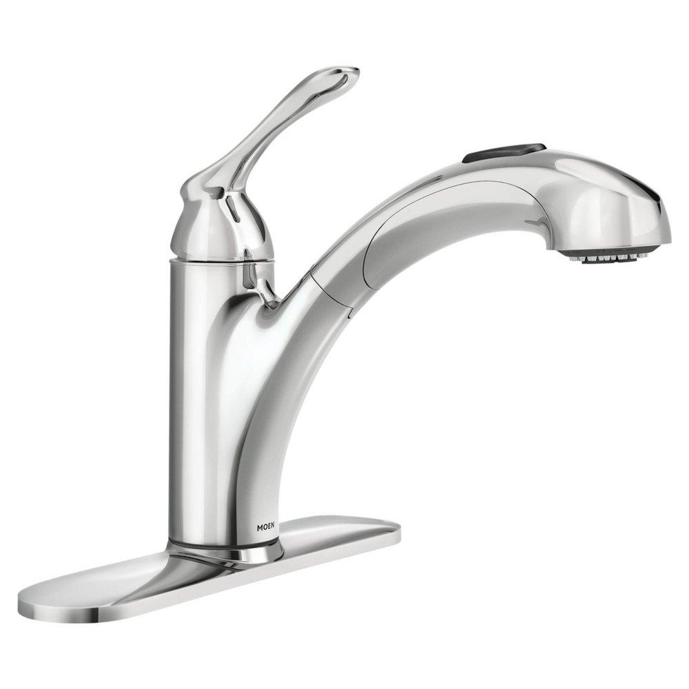 Moen Polished Chrome Single Handle Pull Out Kitchen Faucet 