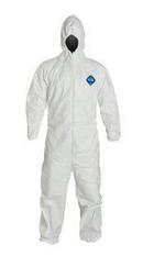 XL Size Tyvek Coverall with Front Zip, Elastic Sleeve and Ankle and Attached Hood (Case of 25)